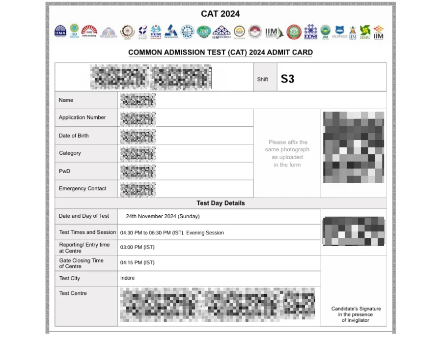 CAT Admit Card Preview